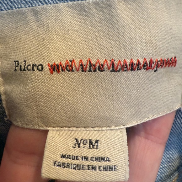 Pilcro Denim Jacket Floral Painted Jean Jacket Button Front Women's M - Picture 4 of 7